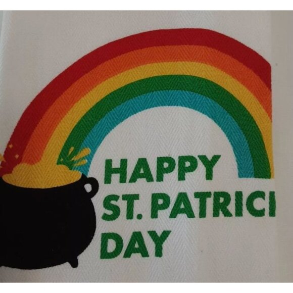 Happy St. Patricks Day Rainbow & Pot Of Gold Cotton Dish Towels‎ - Set Of 2 - Picture 4 of 4